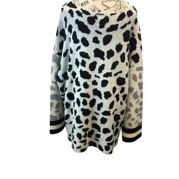 Birch NY Women’s 3X Mixed Media Chinky Knit Cheetah Print Sweater L/S - Picture 2 of 5